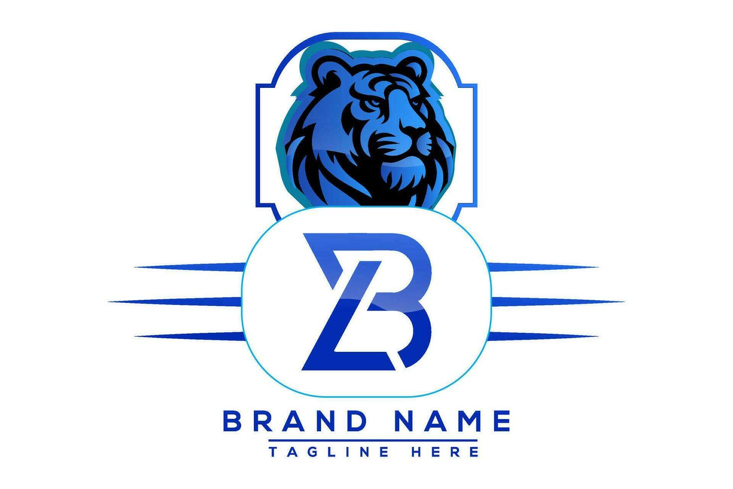 BL Tiger logo Blue Design. Vector logo design for business.