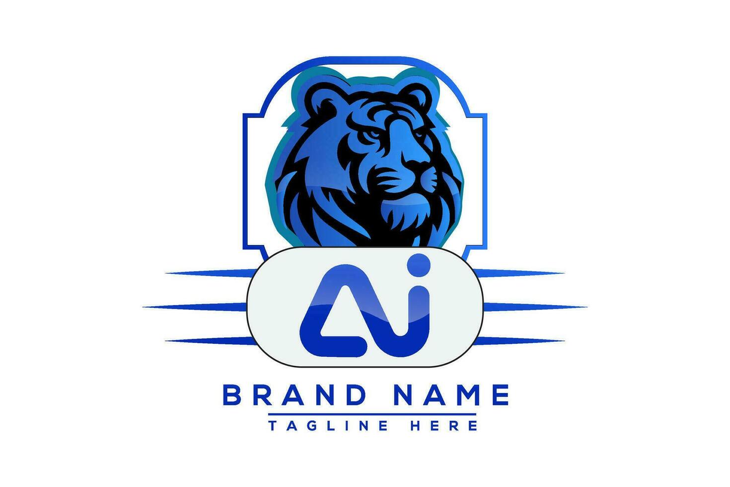 ai Tigre logo azul diseño. vector logo diseño para negocio.