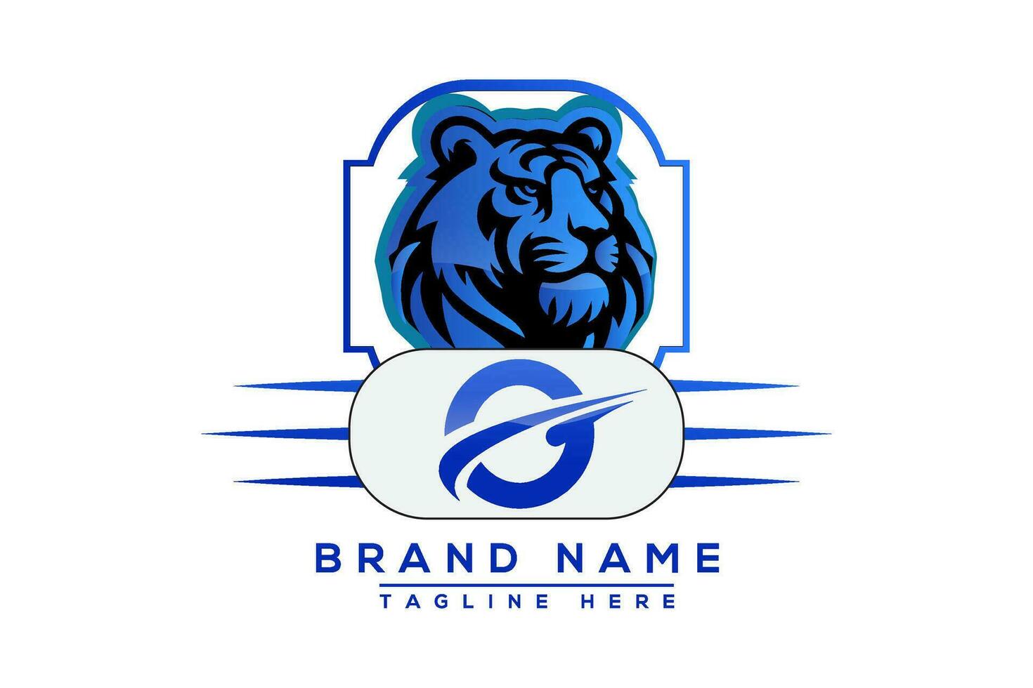 O Tiger logo Blue Design. Vector logo design for business.
