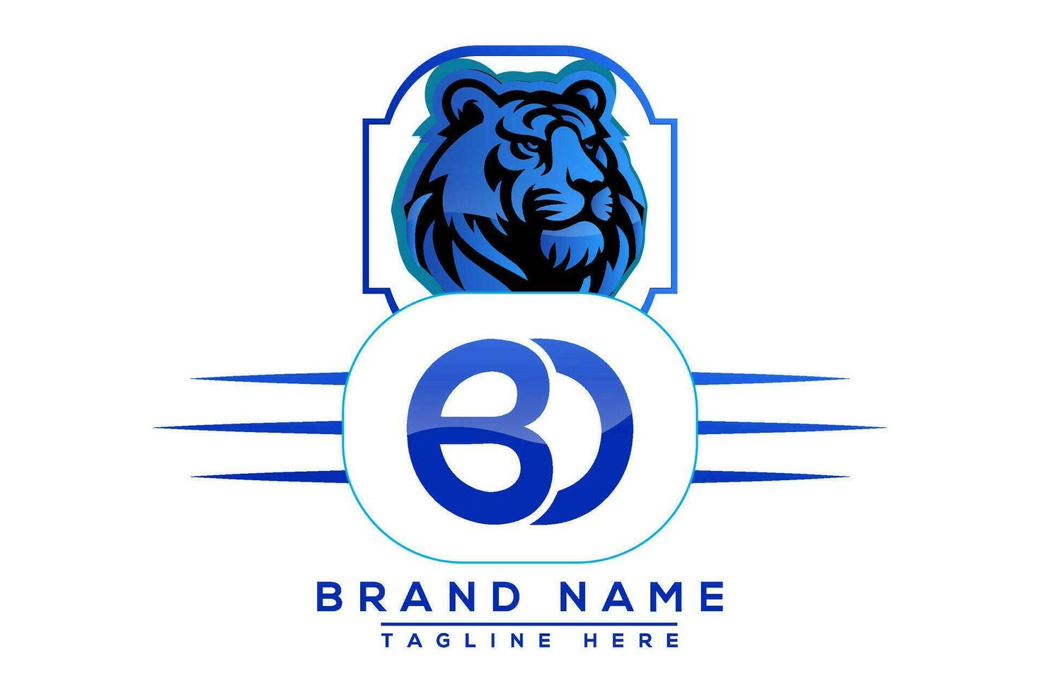 BO Tiger logo Blue Design. Vector logo design for business.