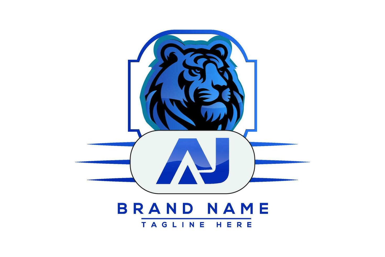 aj Tigre logo azul diseño. vector logo diseño para negocio.