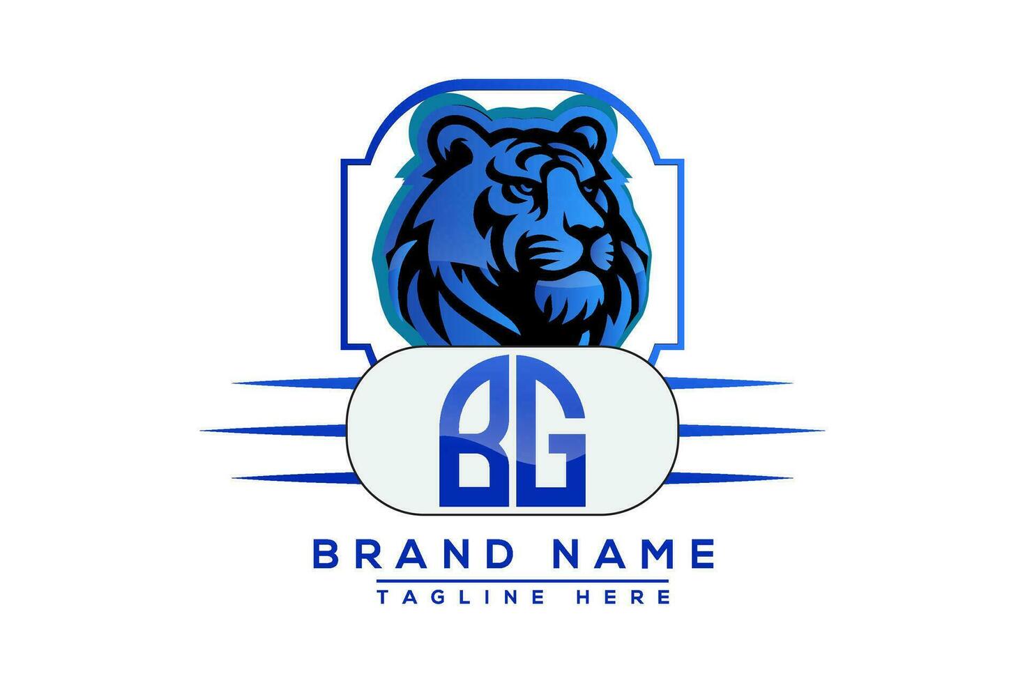 BG Tiger logo Blue Design. Vector logo design for business.