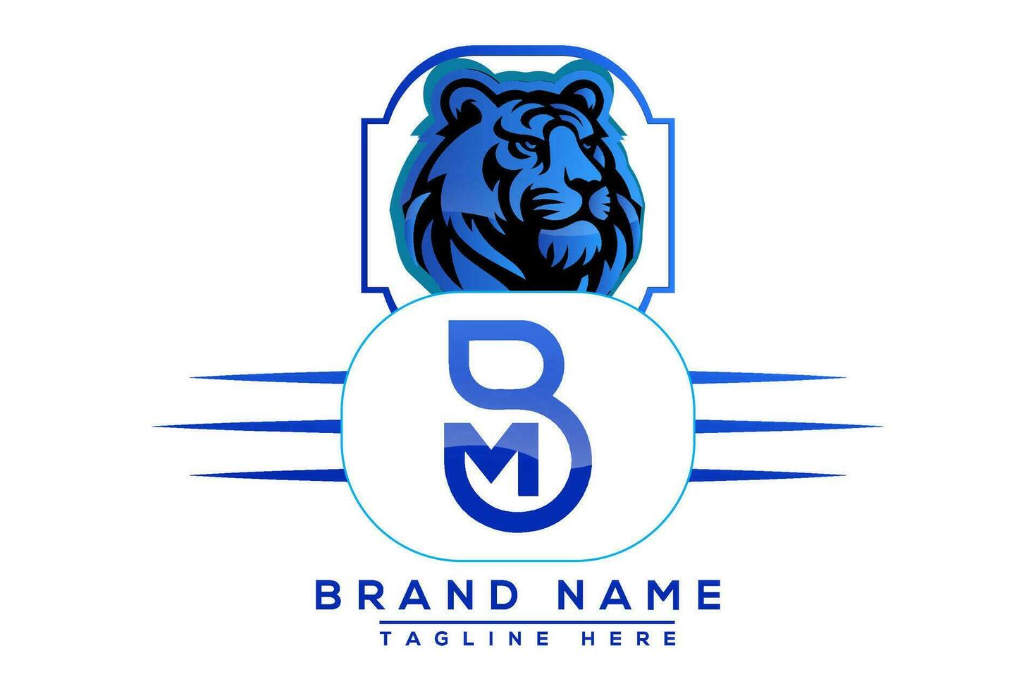 BM Tiger logo Blue Design. Vector logo design for business.