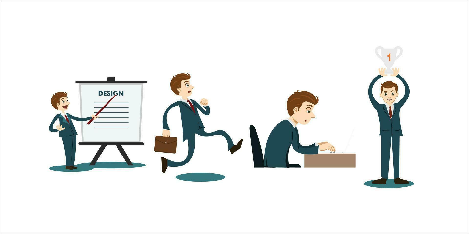 Businessman work set design illustration vector