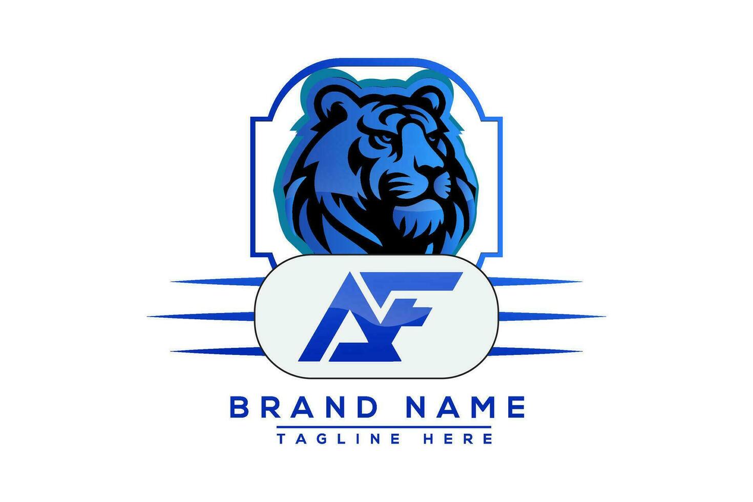AF Tiger logo Blue Design. Vector logo design for business.