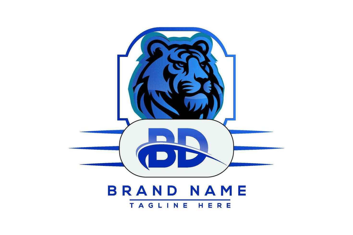 BD Tiger logo Blue Design. Vector logo design for business.
