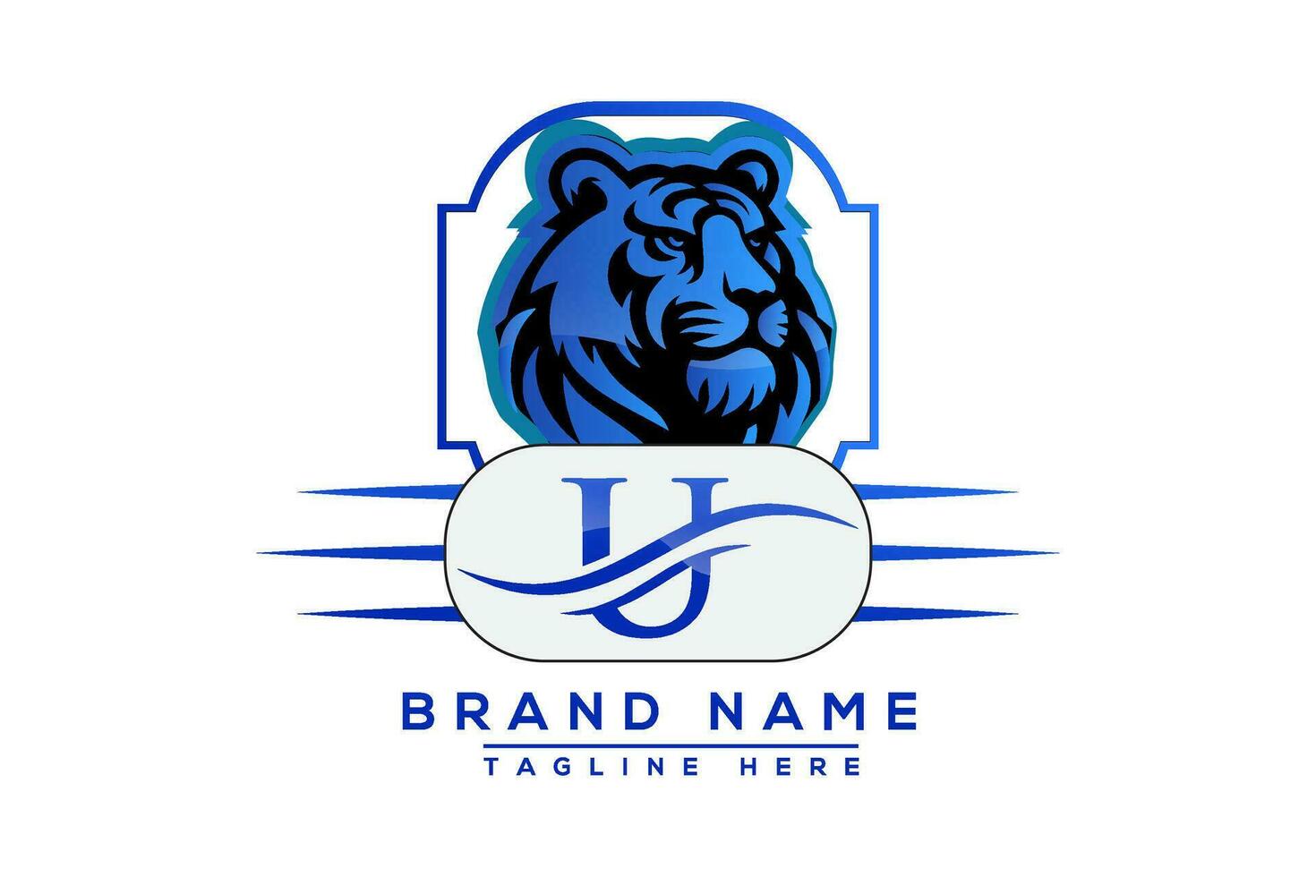 U Tiger logo Blue Design. Vector logo design for business.