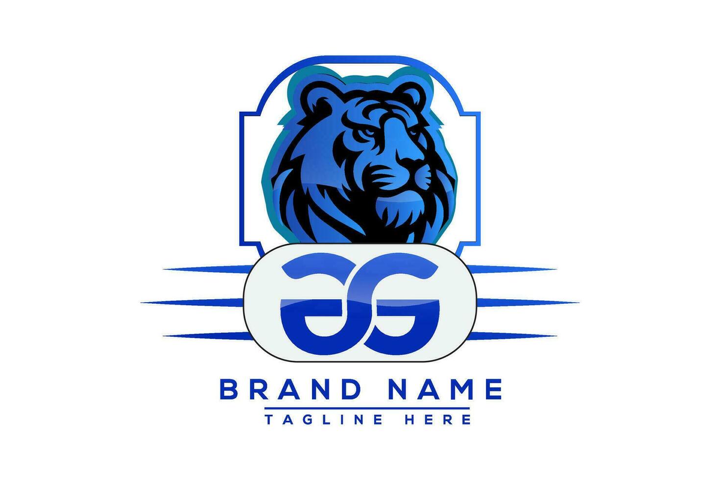 AQ Tiger logo Blue Design. Vector logo design for business.
