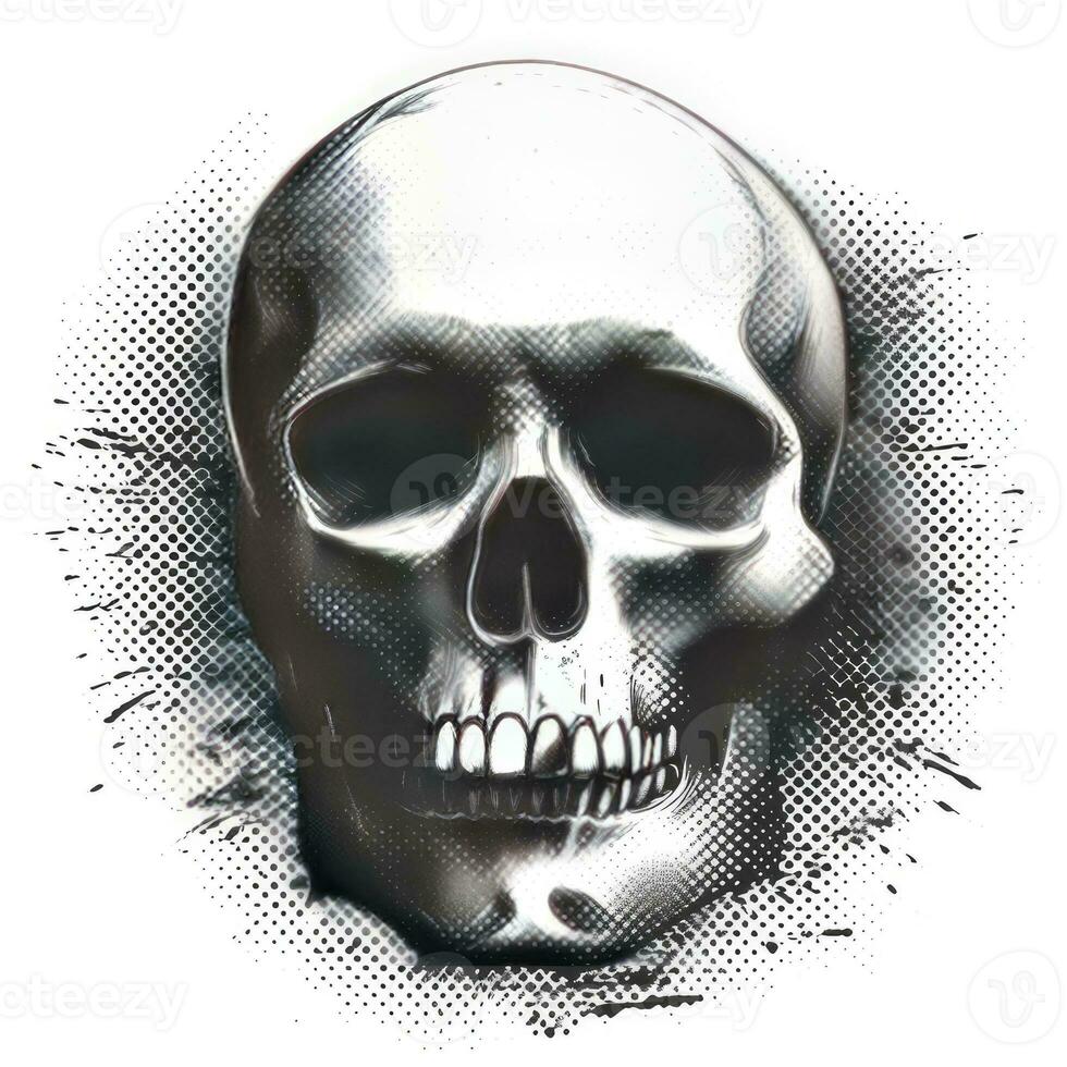 AI generated Halftone Human Skull Illustration photo