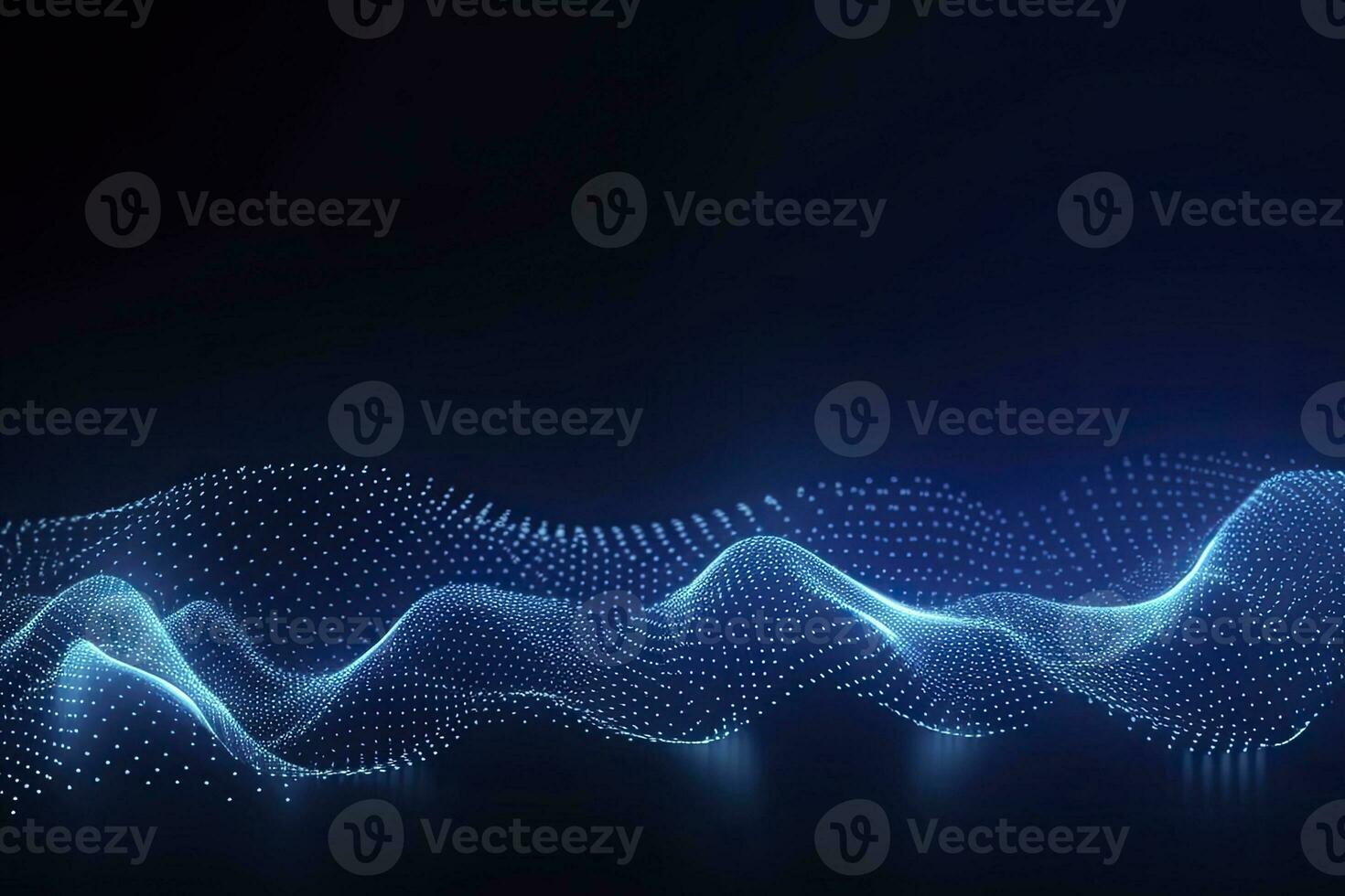 AI generated Dynamic blue particle wave. Abstract sound visualization. Digital structure of the wave flow of luminous particles. AI Generated. photo