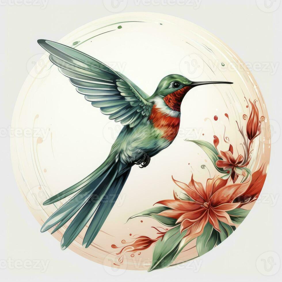 AI generated Hummingbird clipart on white background. AI Generated photo