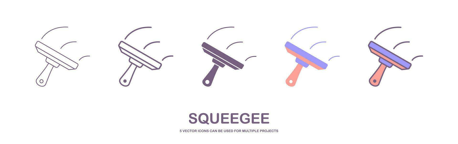 Squeegee outline icon vector illustration. Line hand drawn cleaning tool for washing and polishing or wiping glass of window, plastic wiper to clean and wipe dirty surface with detergent and water