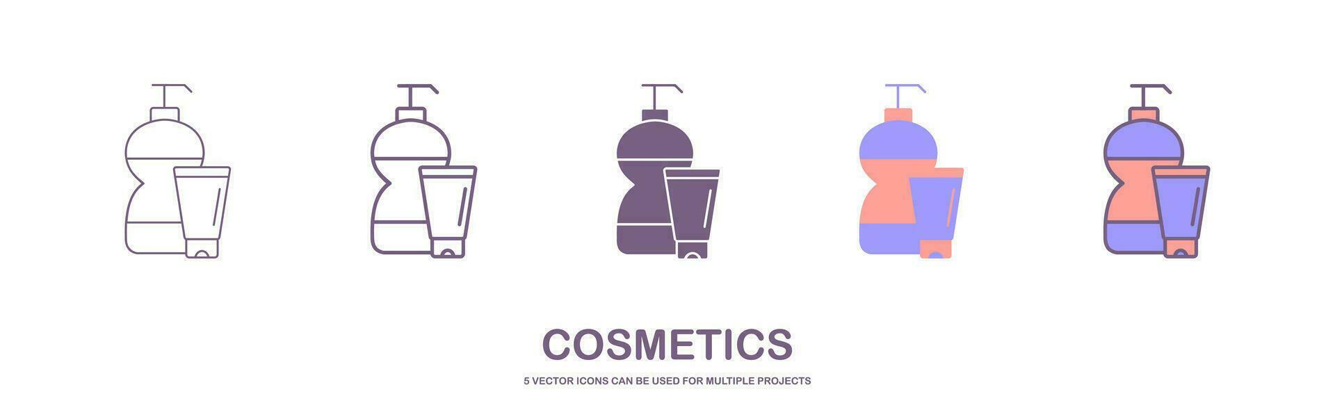 cosmético íconos recopilación. belleza, constituir, loción, desodorante icono. vector