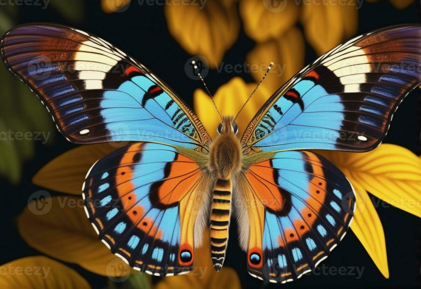 AI generated a butterfly is sitting on a plant with leaves photo