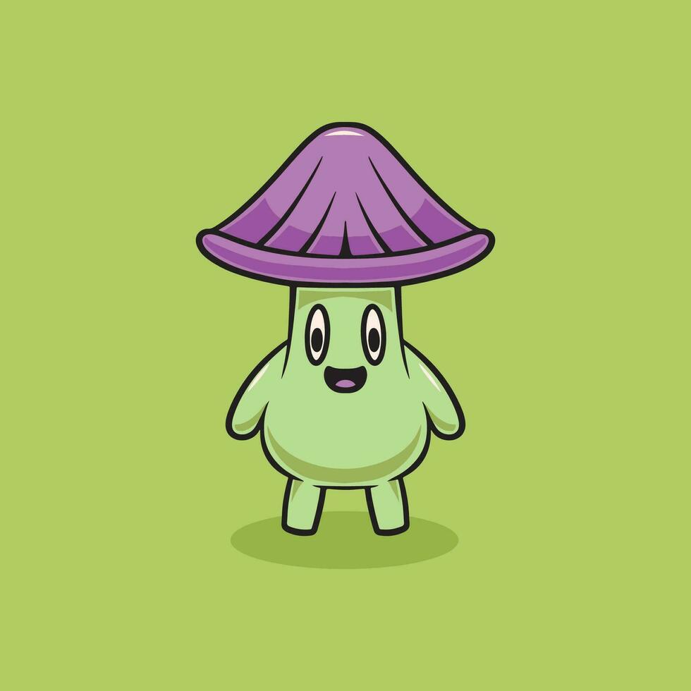 Cute Mushroom Cortinarius Violaceus smiling illustration vector