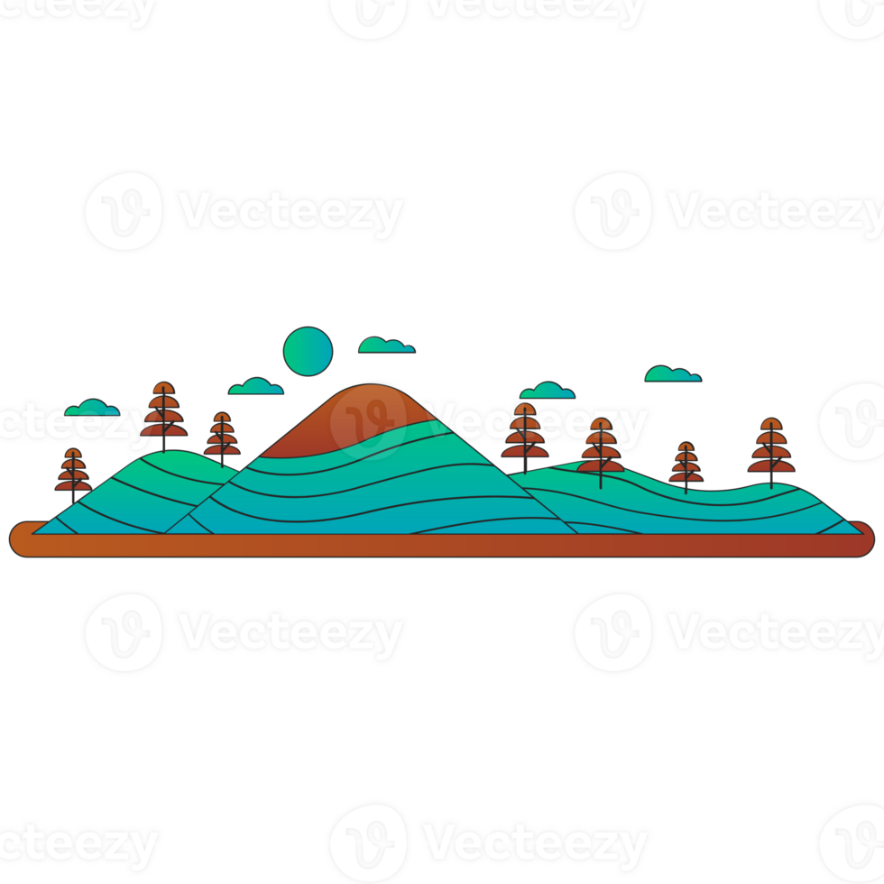 AI generated the mountains and trees are on the hill, png