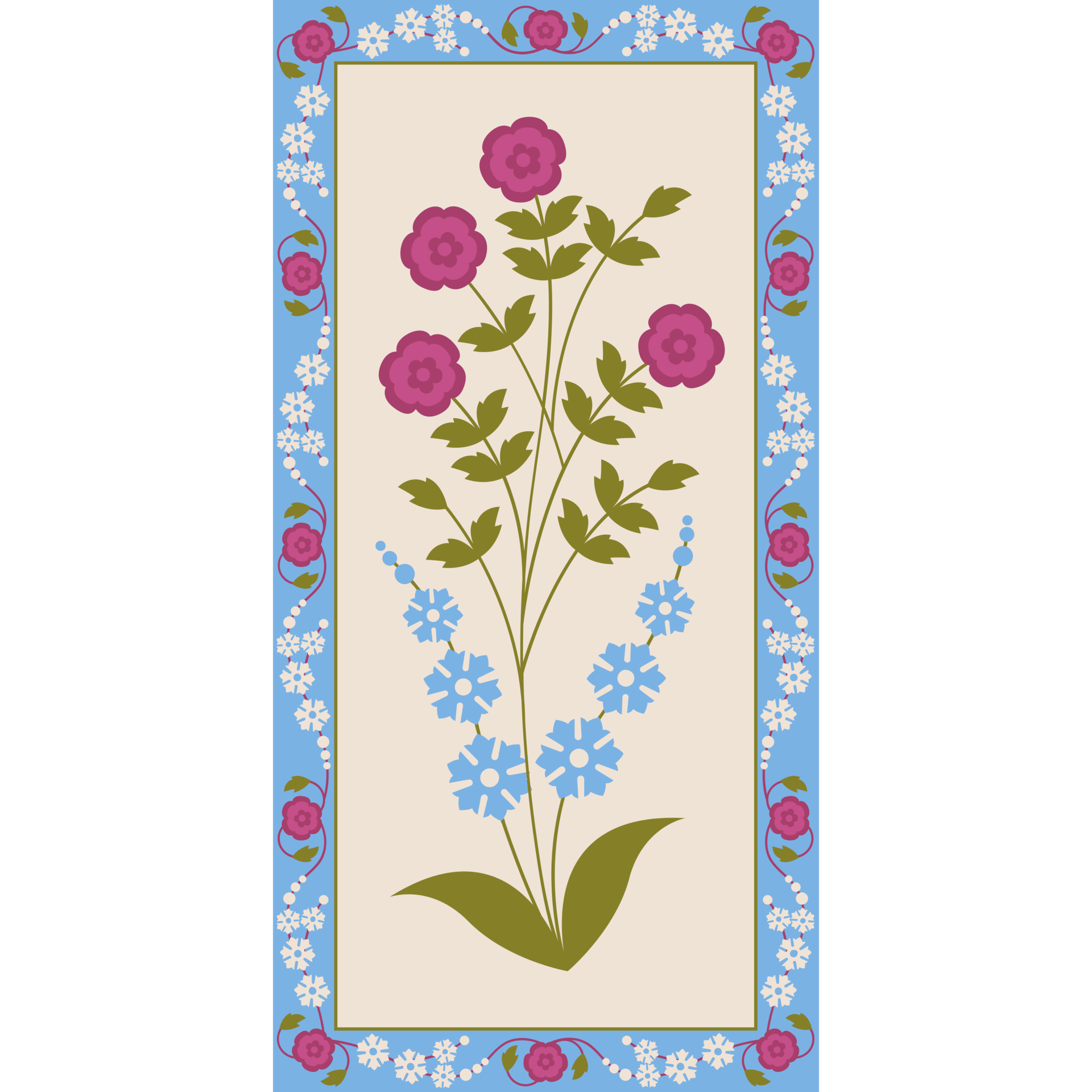 ai-generated-a-floral-pattern-with-blue-and-pink-flowers-36002905-png