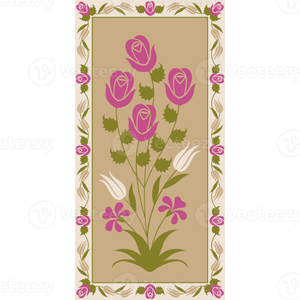 AI generated a floral border with pink roses and green leaves png