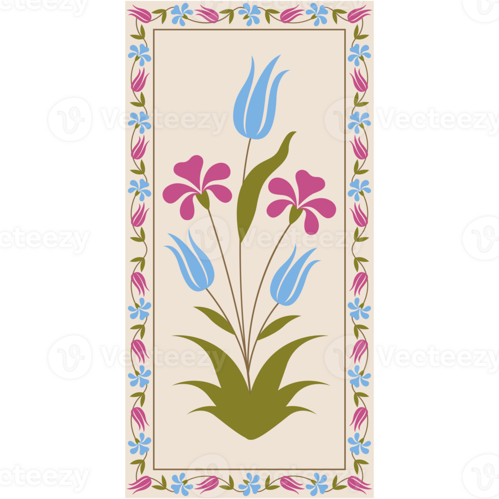 AI generated a floral pattern with blue and pink flowers png