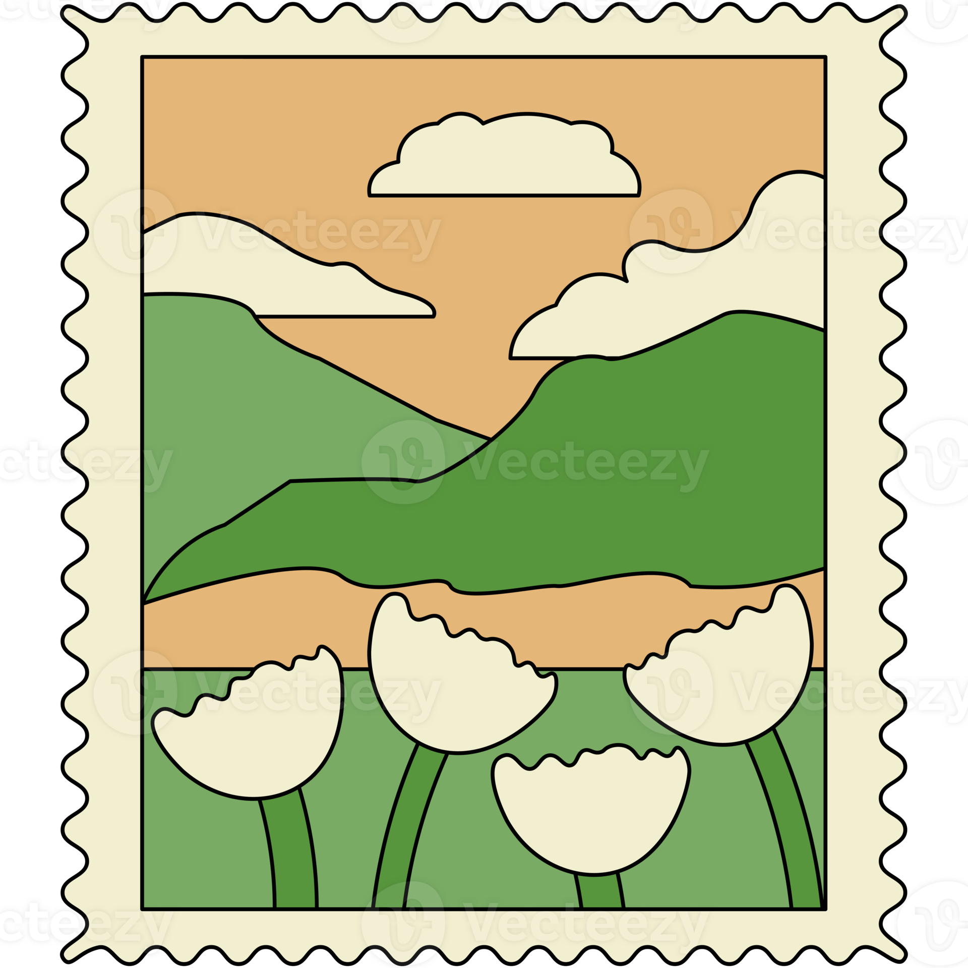 Ai generated a postage stamp with a picture of flowers 36002915 png