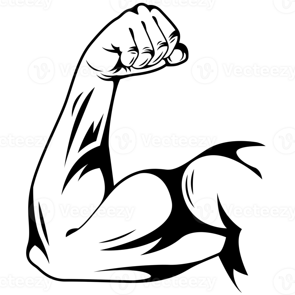 AI generated a black and white illustration of a muscular arm png
