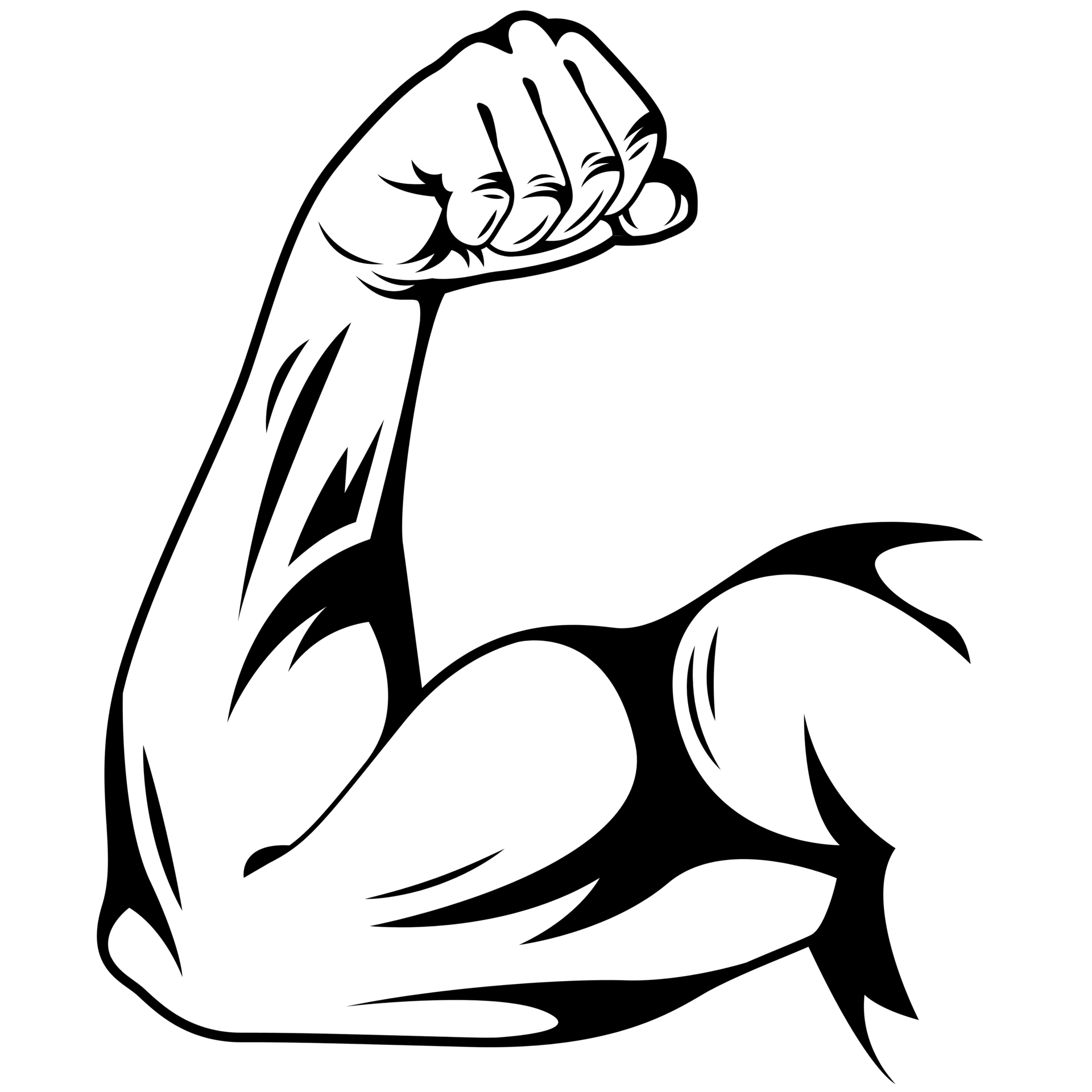 AI generated a black and white illustration of a muscular arm 36002916 PNG
