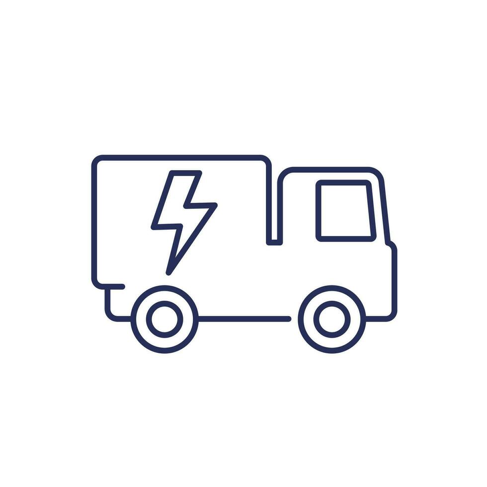 electric truck line icon on white vector