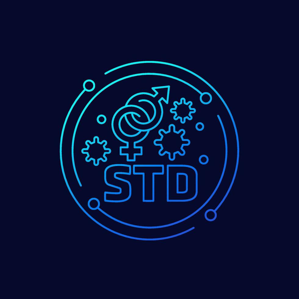 STD, Sexual transmitted disease icon, linear design vector