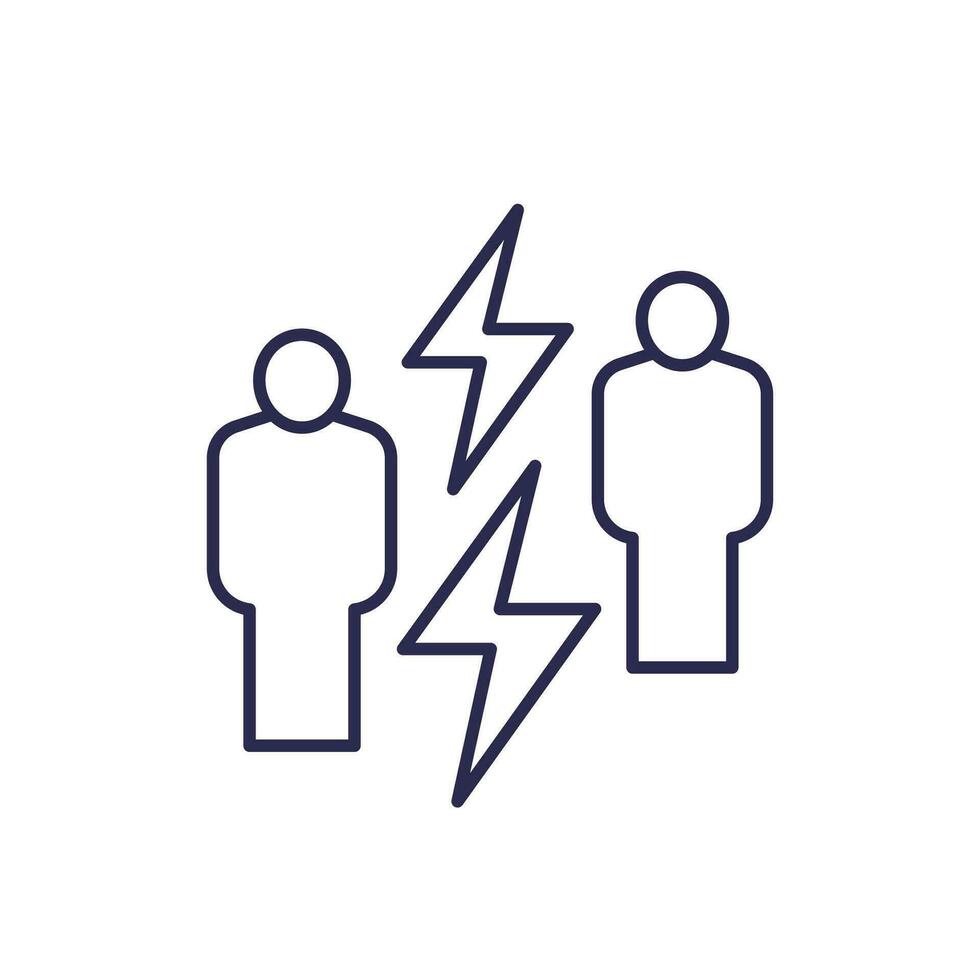 conflict line icon with two people vector