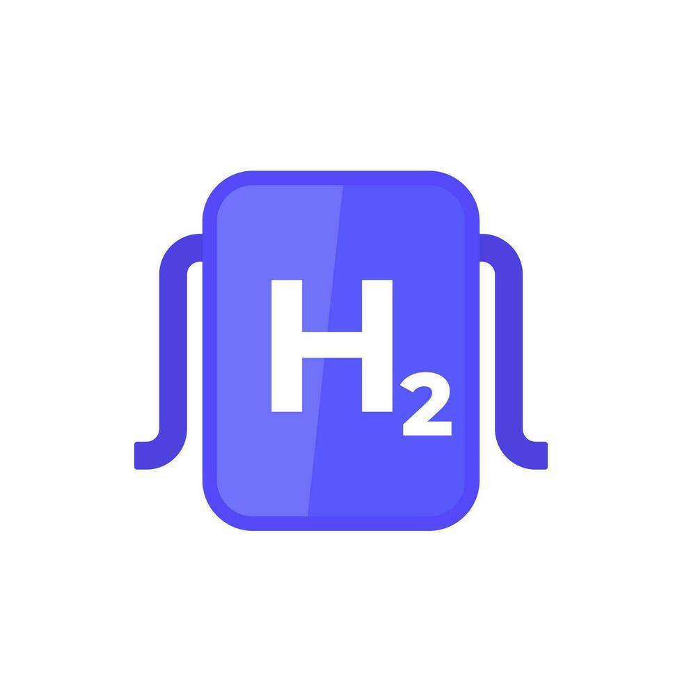 hydrogen power system icon on white, h2 energy source, flat design vector