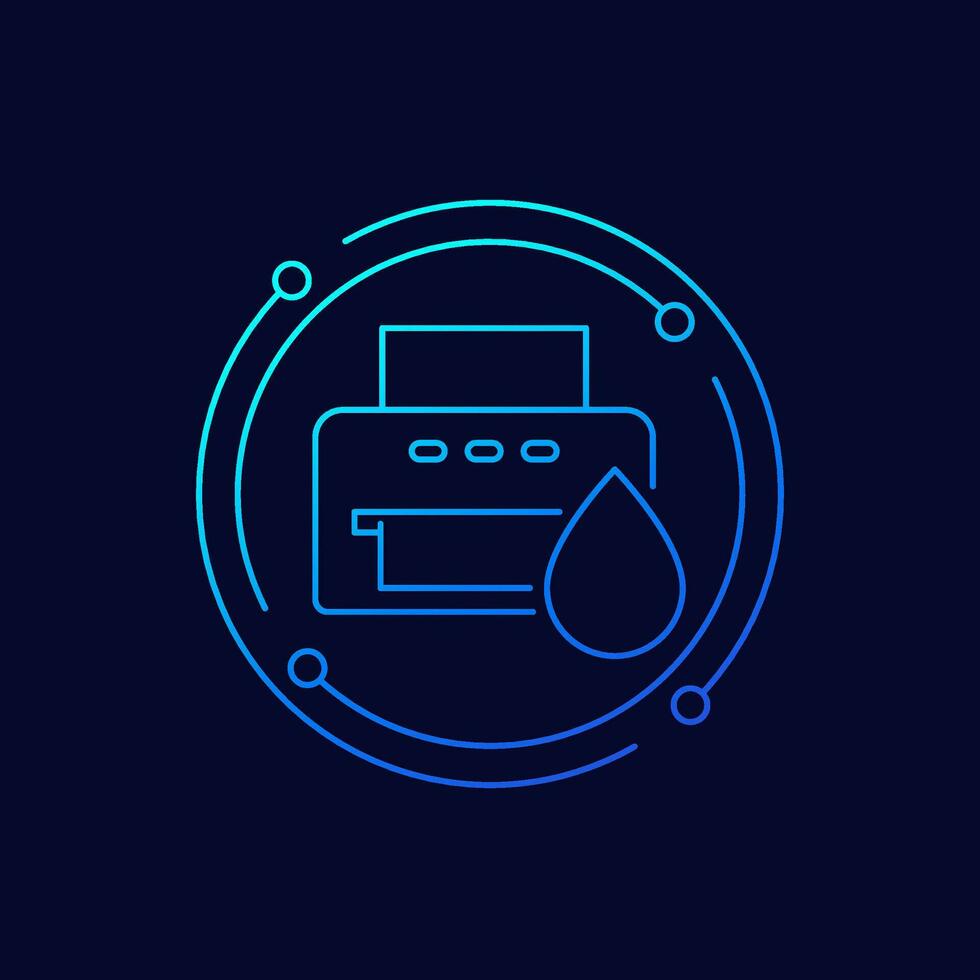 printer ink icon, linear design vector