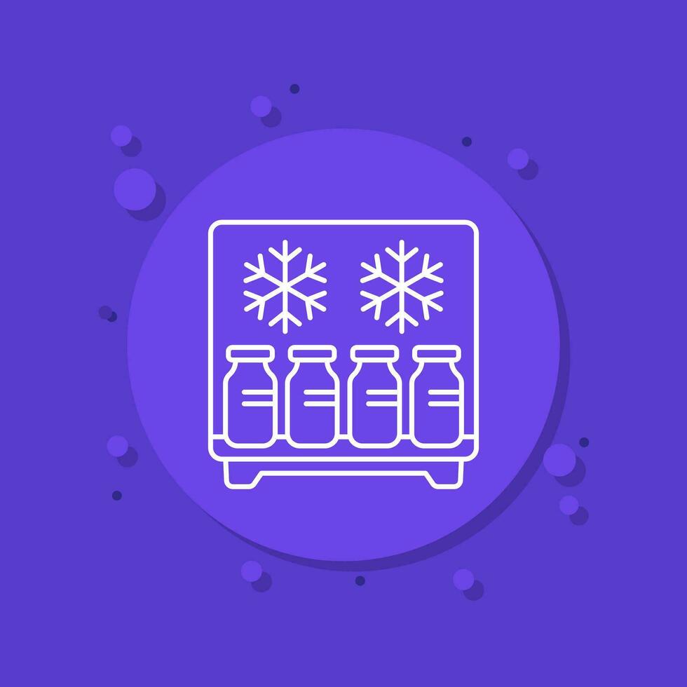 vaccine in the fridge, medical storage line icon vector