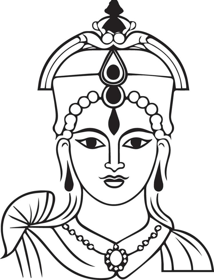 the goddess of india, with a crown and a headdress vector