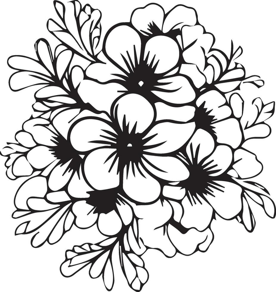 a black and white drawing of a bouquet of flowers vector