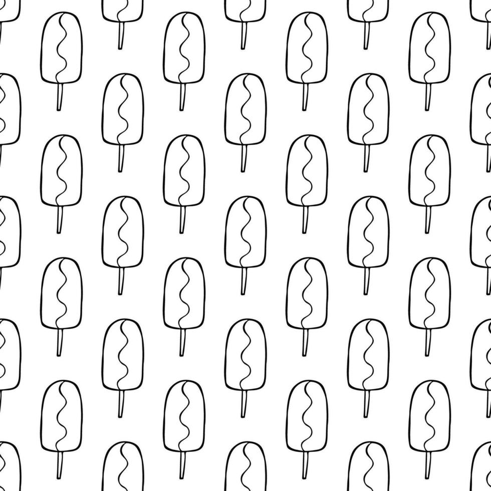 Seamless pattern with ice cream doodle for decorative print, wrapping paper, greeting cards, wallpaper and fabric vector
