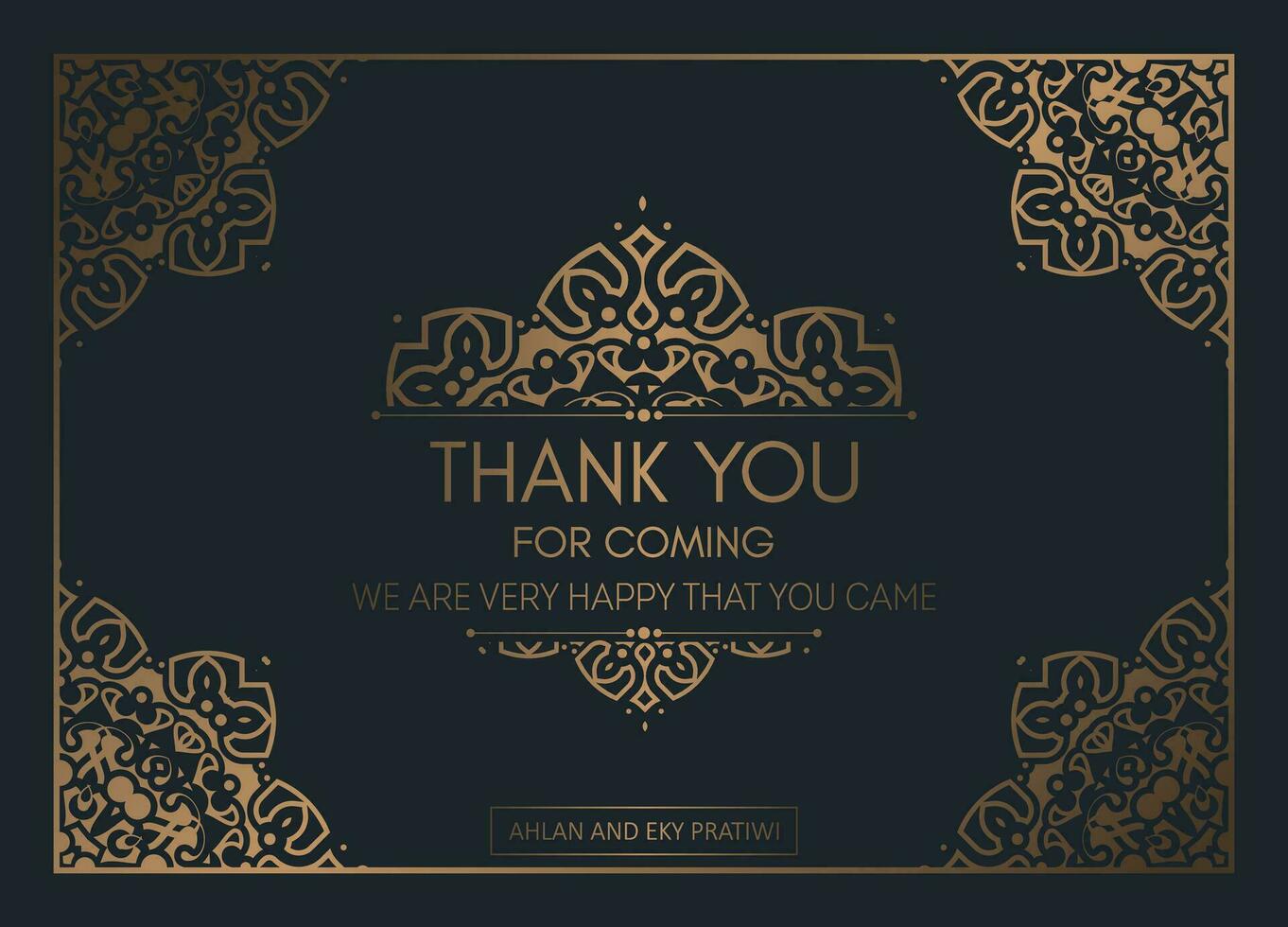 classic gold thank you wedding card vector