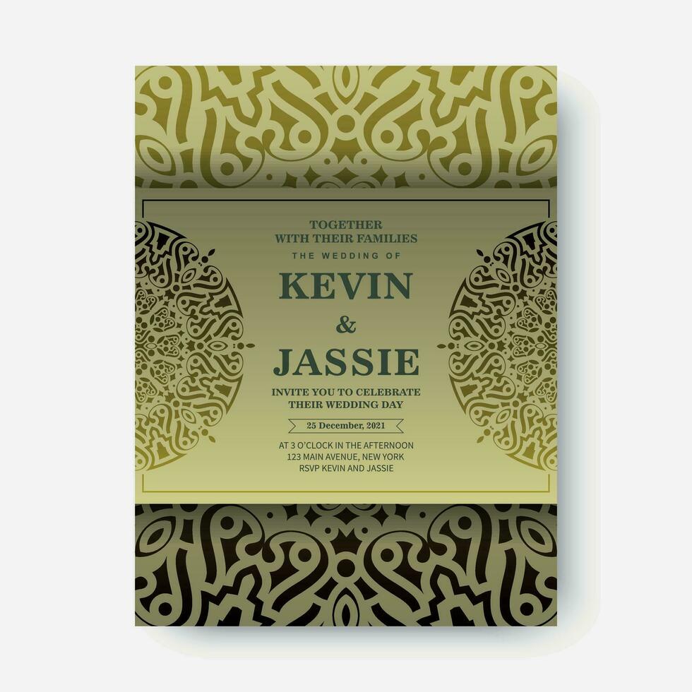 Elegant wedding invitation with pattern motif vector