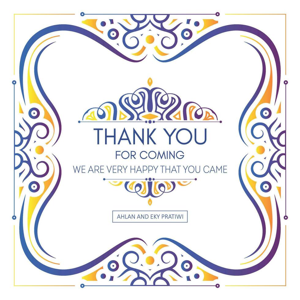 colorful patterned wedding thank you cards vector