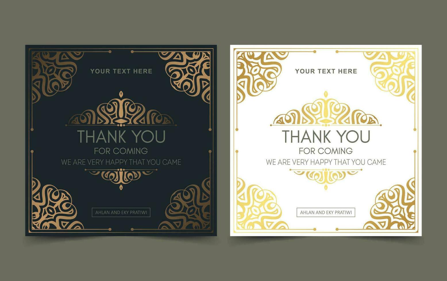 classic gold thank you wedding card vector