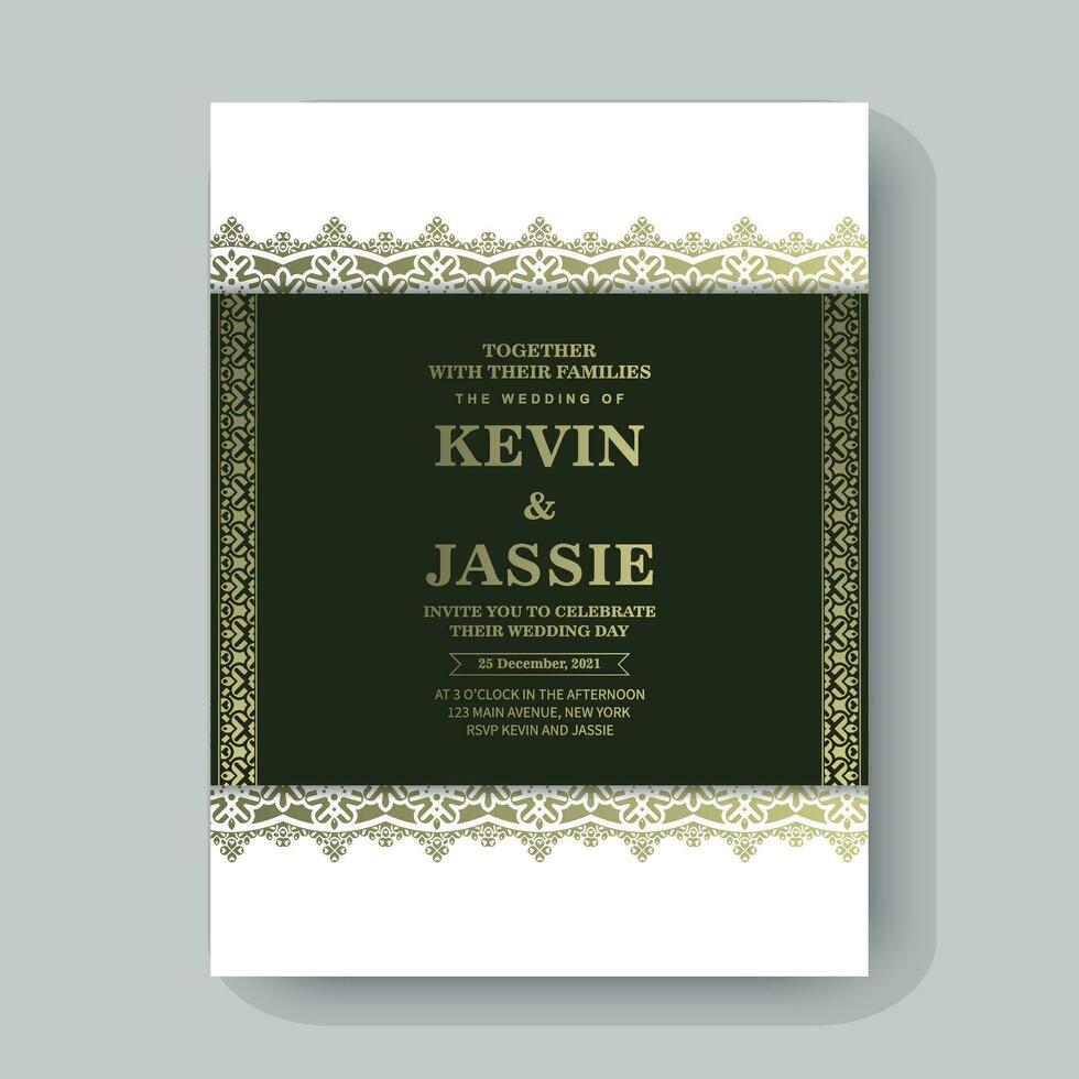 Elegant wedding invitation with pattern motif vector