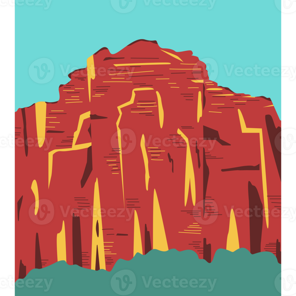 AI generated a red rock with the word zion on it png