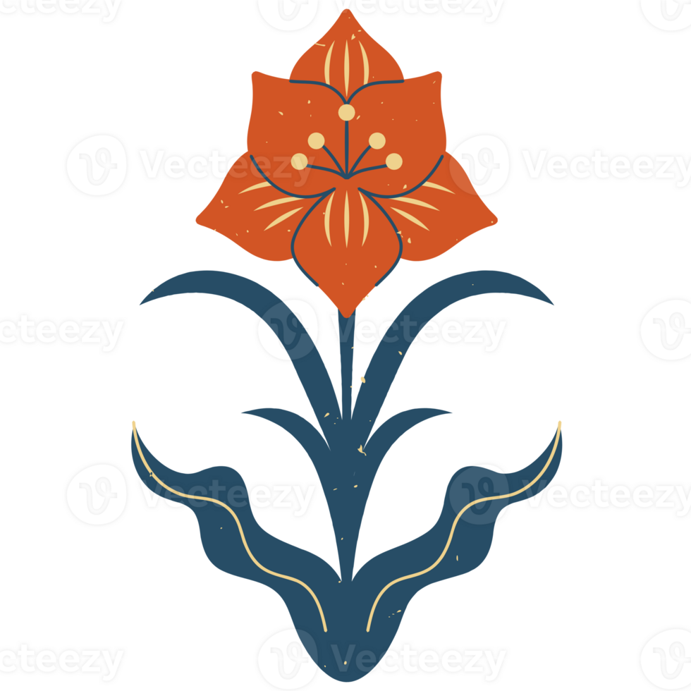 AI generated an orange flower with leaves on it png