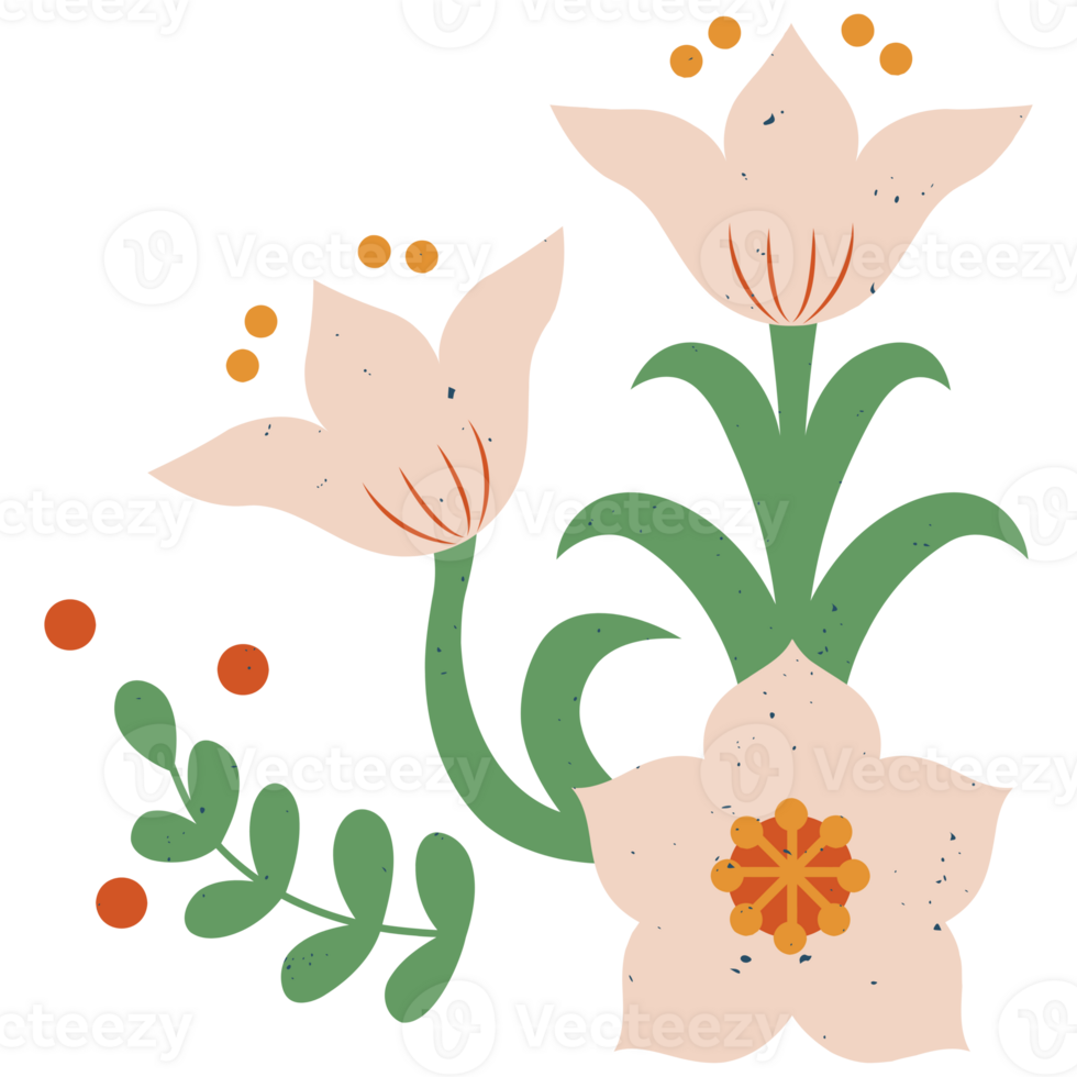 AI generated a flower with leaves and flowers on a transparent background png