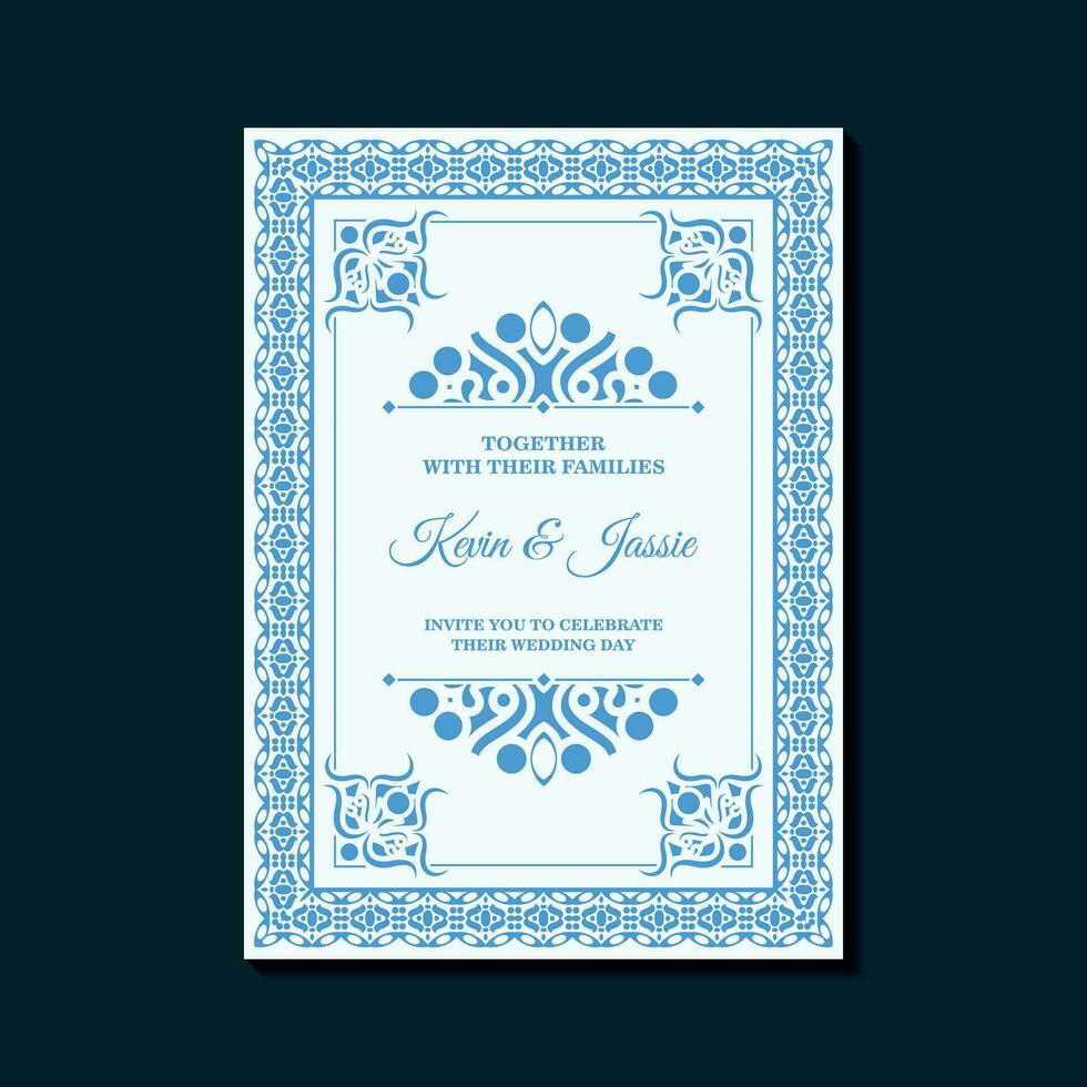 wedding invitation card with floral pattern vector