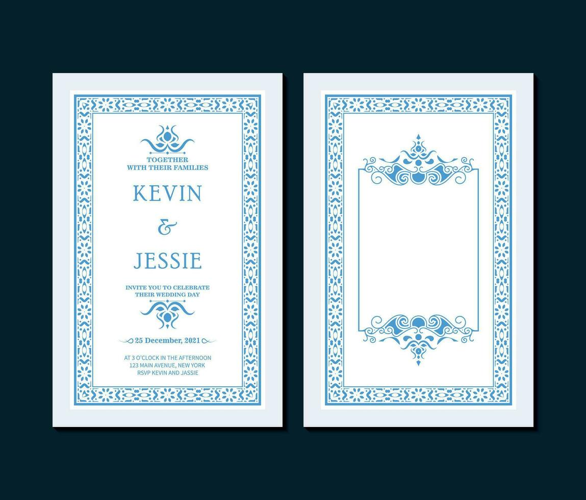 wedding invitation card with floral pattern vector