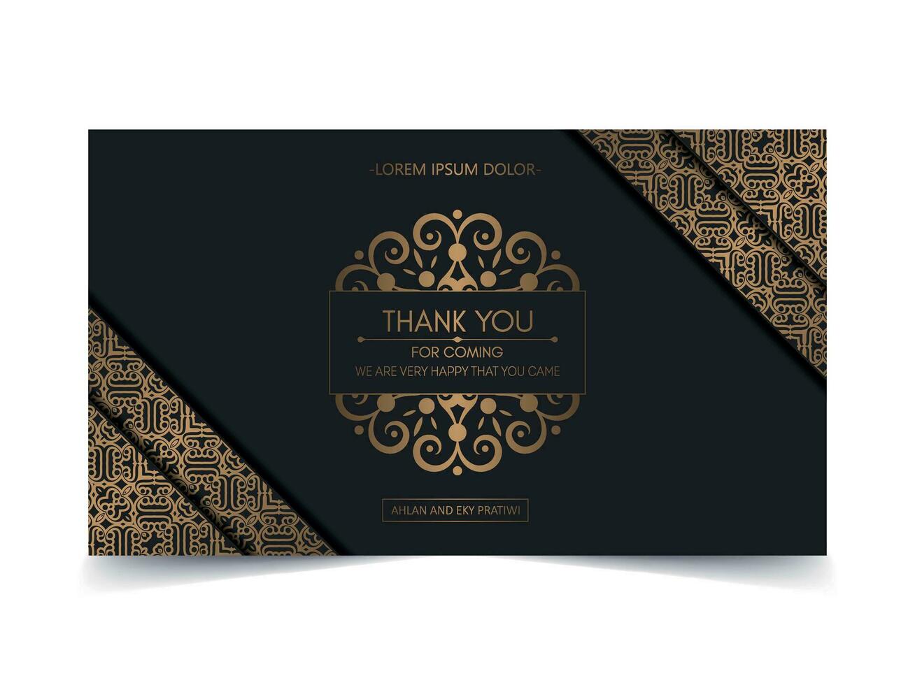 classic gold thank you wedding card vector