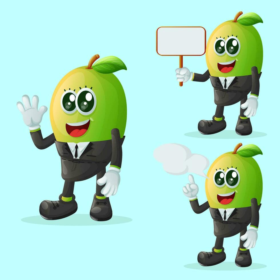 Cute manggo characters in advertising vector