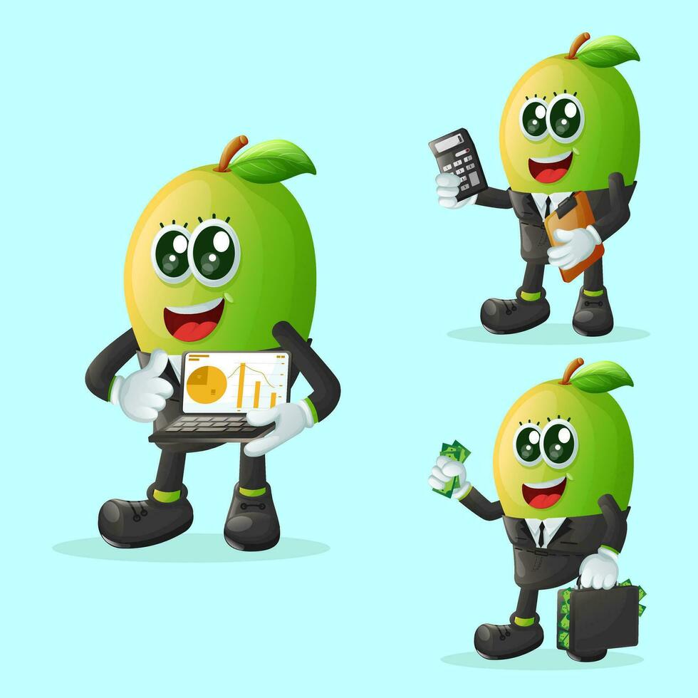 Cute manggo characters in finance vector