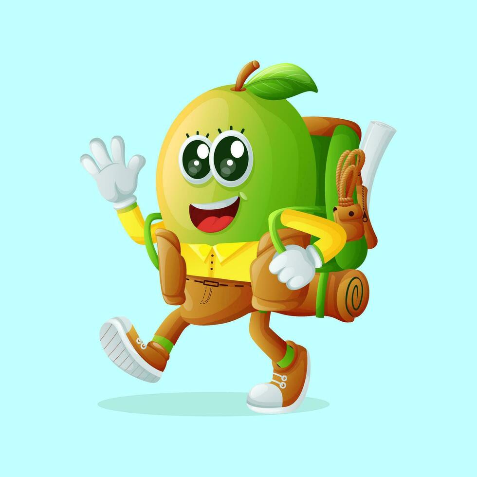 Cute manggo character on vacation vector