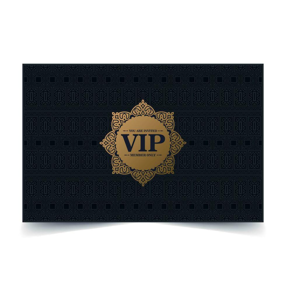 luxury dark vip card in ornament texture vector